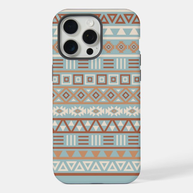 Aztec Influence Pattern Blue Cream Terracottas iPhone Case (Back)