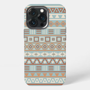 Aztec Influence Pattern Blue Cream Terracottas iPhone 13 Pro Case
