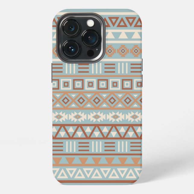 Aztec Influence Pattern Blue Cream Terracottas iPhone Case (Back)