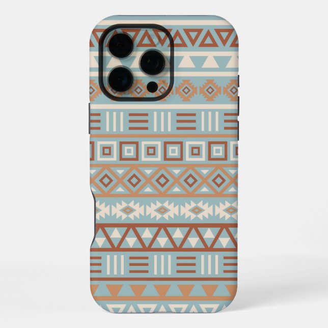 Aztec Influence Pattern Blue Cream Terracottas iPhone Case (Back)
