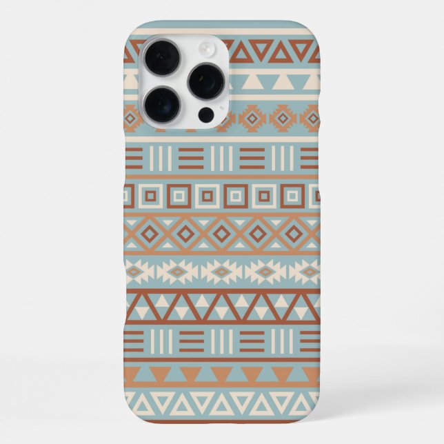 Aztec Influence Pattern Blue Cream Terracottas iPhone Case (Back)