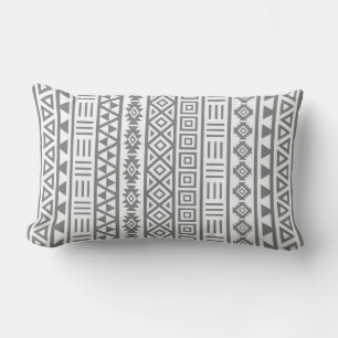 Aztec Influence Vertical Ptn Grey on White Lumbar Cushion