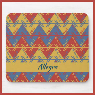 Aztec Inspired Blue Red and Gold Mouse Pad