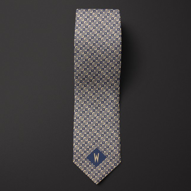 Aztec-Inspired Indigo and Sand Pattern Tie (Creator Uploaded)