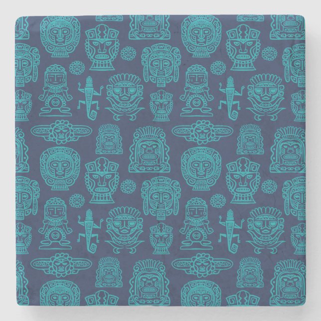 Aztec Inspired Pattern Stone Coaster (Front)