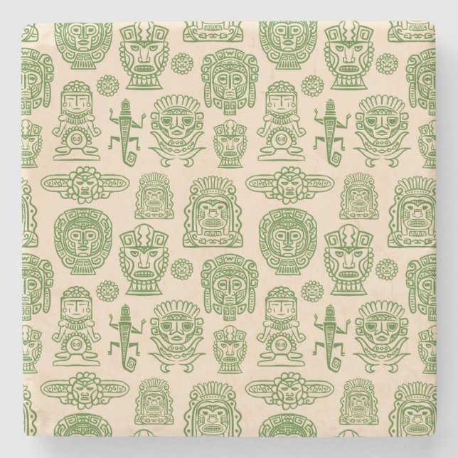 Aztec Inspired Pattern Stone Coaster (Front)