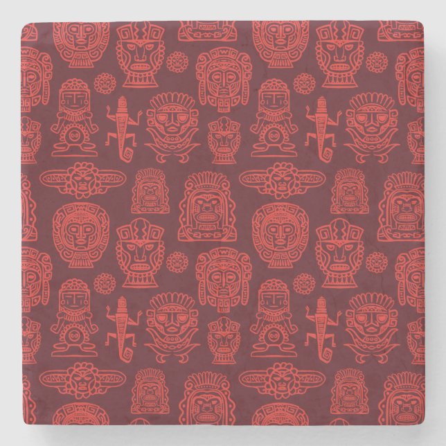 Aztec Inspired Pattern Stone Coaster (Front)
