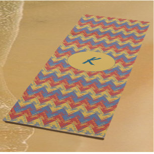 Aztec Inspired Red Blue and Gold Yoga Mat