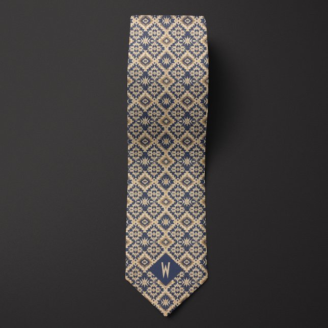 Aztec-Inspired Sand and Grey Pattern Tie (Creator Uploaded)
