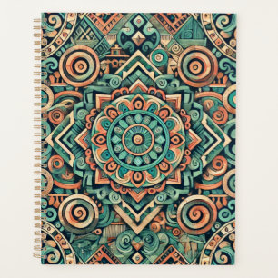 Aztec-Inspired Teal and Terracotta Pattern Planner