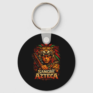 Aztec jaguar warrior sangre azteca mexican key ring
