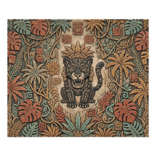Aztec Jaguar Warrior Tribal Jungle Pattern Photo Print
