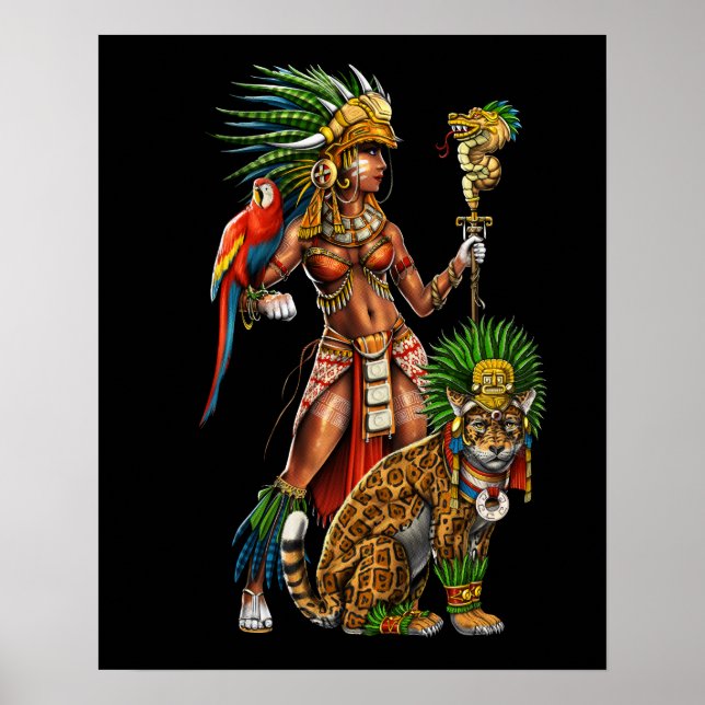 Aztec Jaguar Warrior Woman Poster (Front)