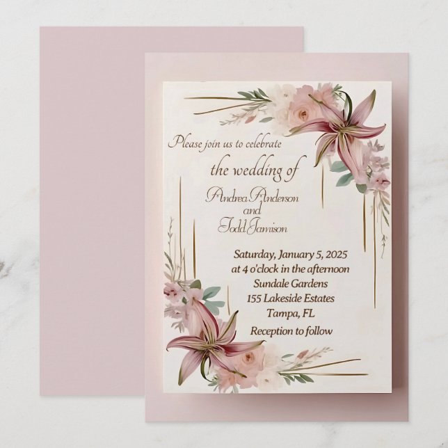 Aztec Lilly Invitation (Front/Back)