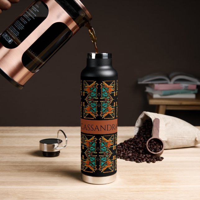 Aztec Mandala Personalised Water Bottle (Coffee)