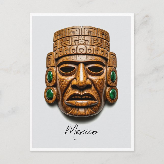 Aztec Mask Mexico Travel Postcard (Front)