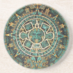 Aztec Mayan Ancient Round Disc Calendar Coaster
