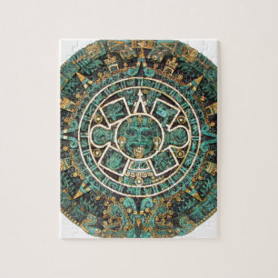 Aztec Mayan Ancient Round Disk Calendar Jigsaw Puzzle