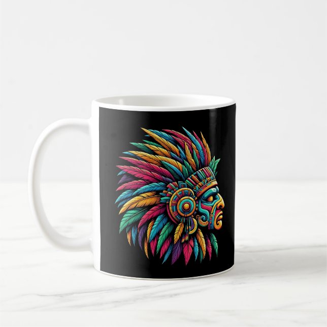 Aztec Mayan Warrior Profile Coffee Mug (Left)