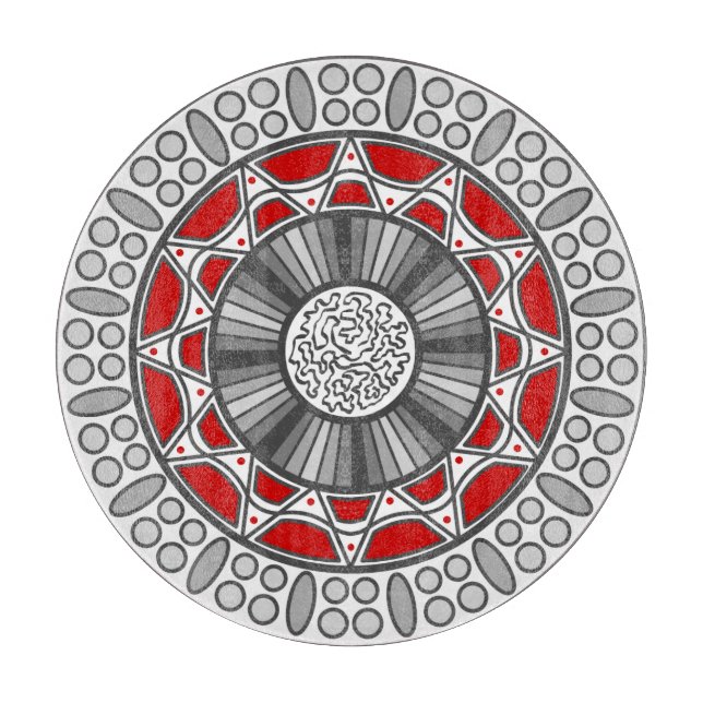Aztec Meets Alien Glass Cutting Board (Front)