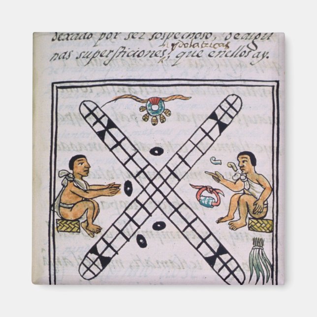Aztec men gambling Patoli Magnet (Front)