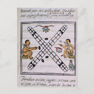 Aztec men gambling Patoli Postcard
