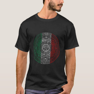 Aztec Mexica Calendar Mexican Flag Art T-Shirt