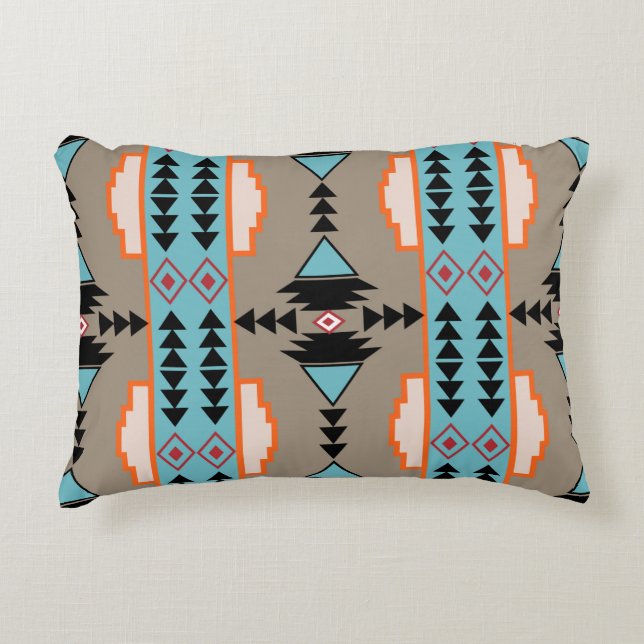 Aztec Mexican Geometric Pattern Decorative Cushion (Front)