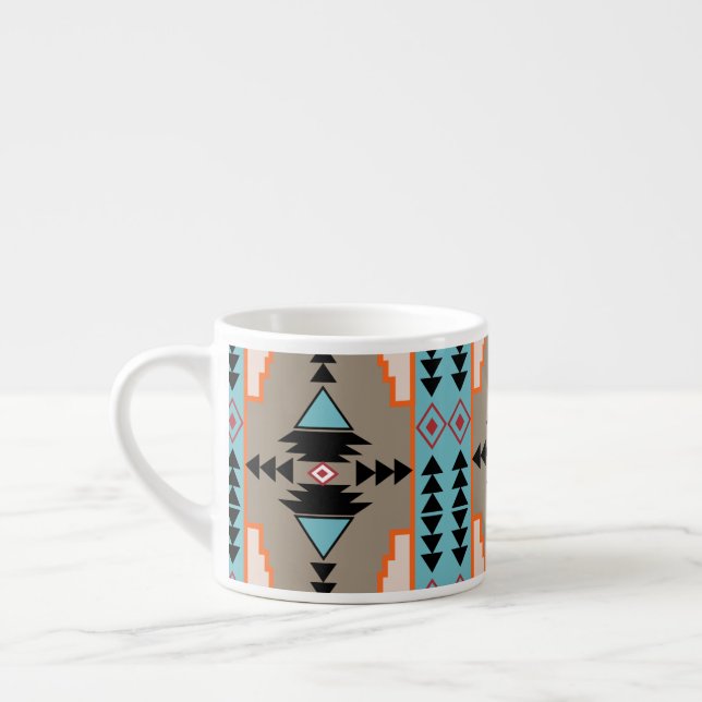 Aztec Mexican Geometric Pattern Espresso Cup (Left)