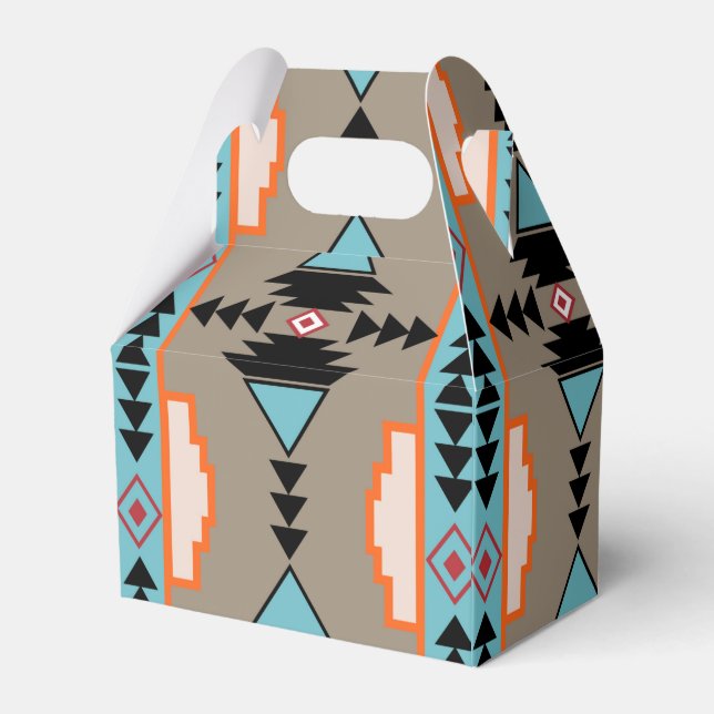 Aztec Mexican Geometric Pattern Favour Box (Front Side)