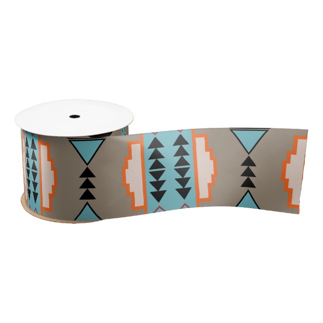 Aztec Mexican Geometric Pattern Satin Ribbon (Spool)