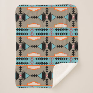 Aztec Mexican Geometric Pattern Sherpa Blanket