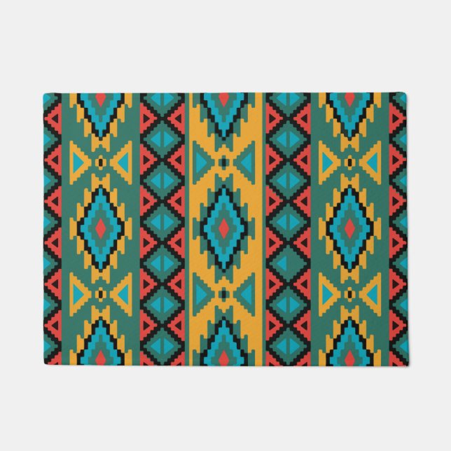 Aztec Mexican Indian Pattern Trend Hipster Design Doormat (Front)