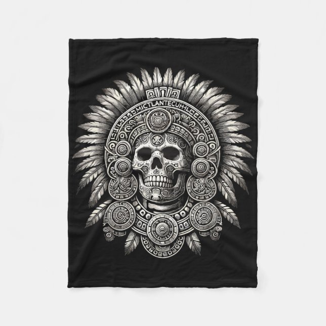 Aztec Mictlantecuhtli Mexican Pride Boxing  Fleece Blanket (Front)