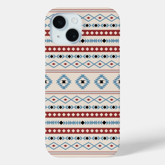 Aztec Mixed Motif Pattern Red Blue Blk Cream Case-Mate iPhone Case (Back)