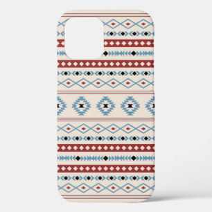 Aztec Mixed Motif Pattern Red Blue Blk Cream iPhone 12 Pro Case