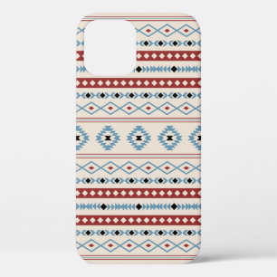Aztec Mixed Motif Pattern Red Blue Blk Cream iPhone 12 Case