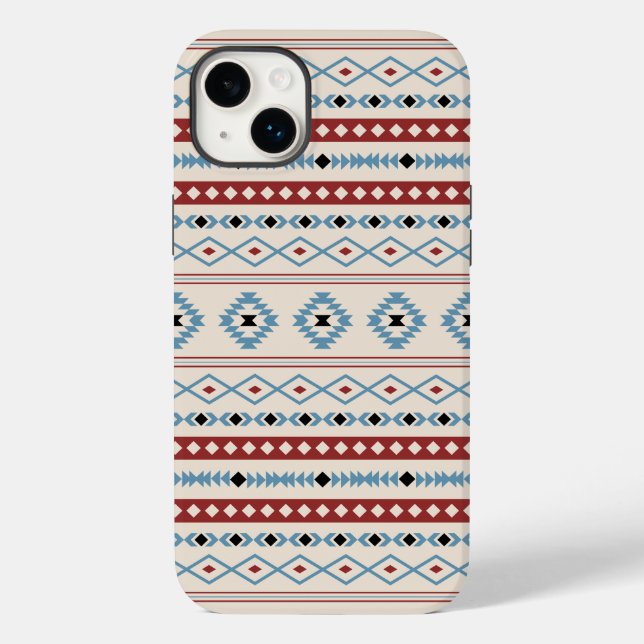 Aztec Mixed Motif Pattern Red Blue Blk Cream Case-Mate iPhone Case (Back)