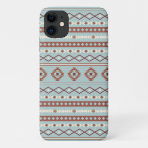 Aztec Mixed Motif Pattern Rusts Cream Blue iPhone 11 Case
