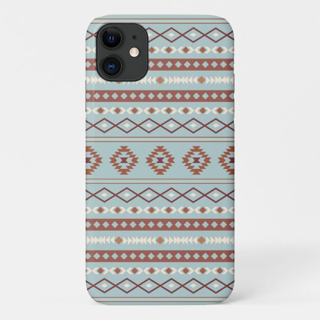 Aztec Mixed Motif Pattern Rusts Cream Blue Case-Mate iPhone Case (Back)