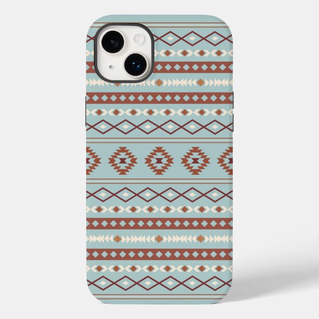 Aztec Mixed Motif Pattern Rusts Cream Blue Case-Mate iPhone Case (Back)