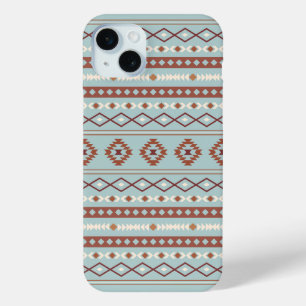 Aztec Mixed Motif Pattern Rusts Cream Blue iPhone 15 Mini Case