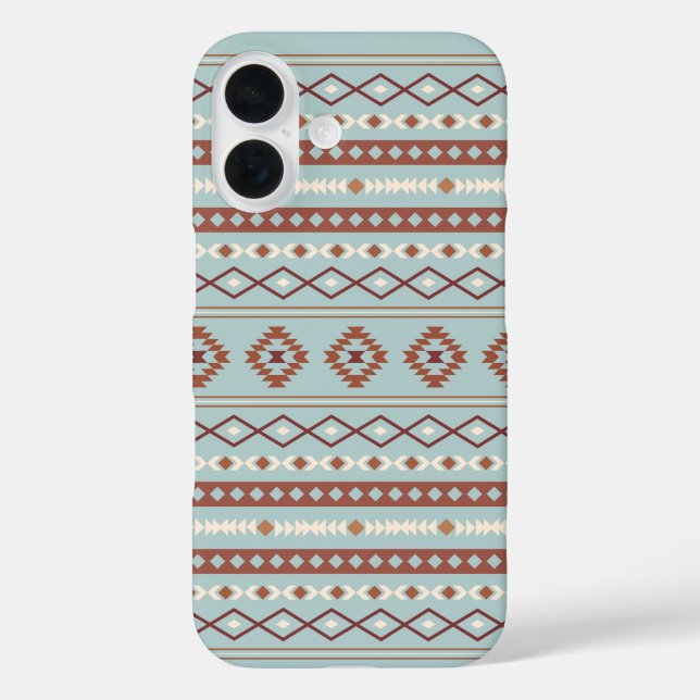 Aztec Mixed Motif Pattern Rusts Cream Blue Case-Mate iPhone Case (Back)