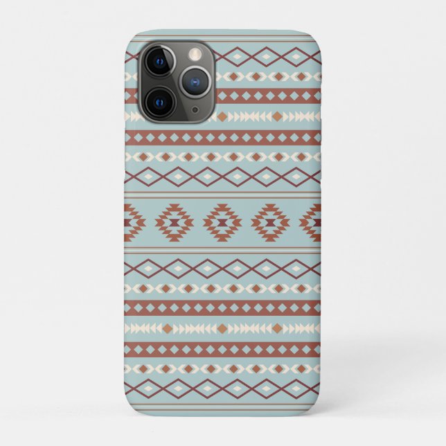 Aztec Mixed Motif Pattern Rusts Cream Blue Case-Mate iPhone Case (Back)