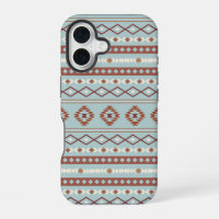 Aztec Mixed Motif Pattern Rusts Cream Blue