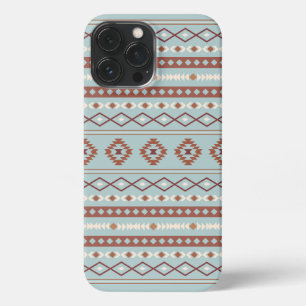 Aztec Mixed Motif Pattern Rusts Cream Blue iPhone 13 Pro Max Case