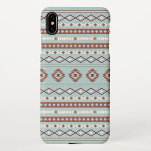 Aztec Mixed Motif Pattern Rusts Cream Blue iPhone Case