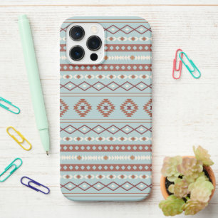 Aztec Mixed Motif Pattern Rusts Cream Blue iPhone 12 Pro Max Case