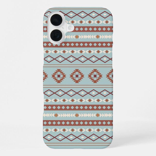 Aztec Mixed Motif Pattern Rusts Cream Blue iPhone Case (Back)