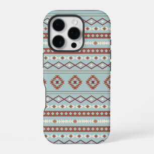 Aztec Mixed Motif Pattern Rusts Cream Blue iPhone 16 Pro Case